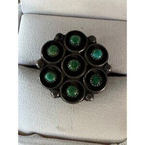 Sterling Silver Turquoise Cluster Ring Womens Size 6.5 Southwestern Vintage